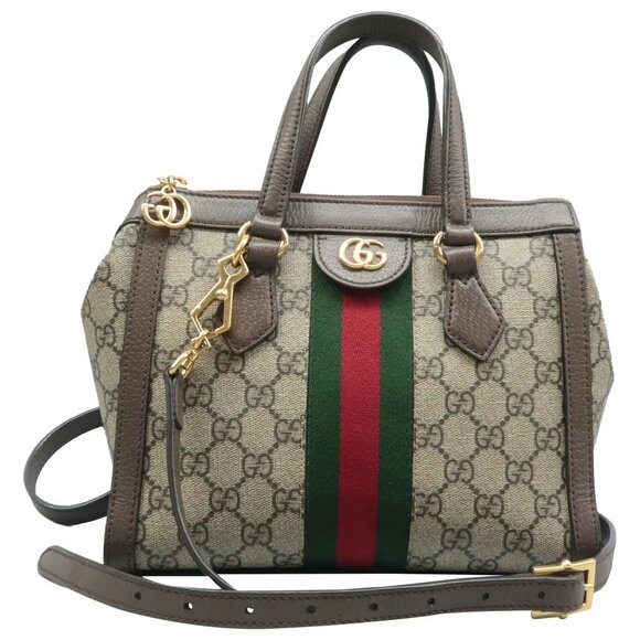 Gucci Handbags - 100% Authentic GUCCI Ophidia Top Handle Brown GG Canvas Satchel
